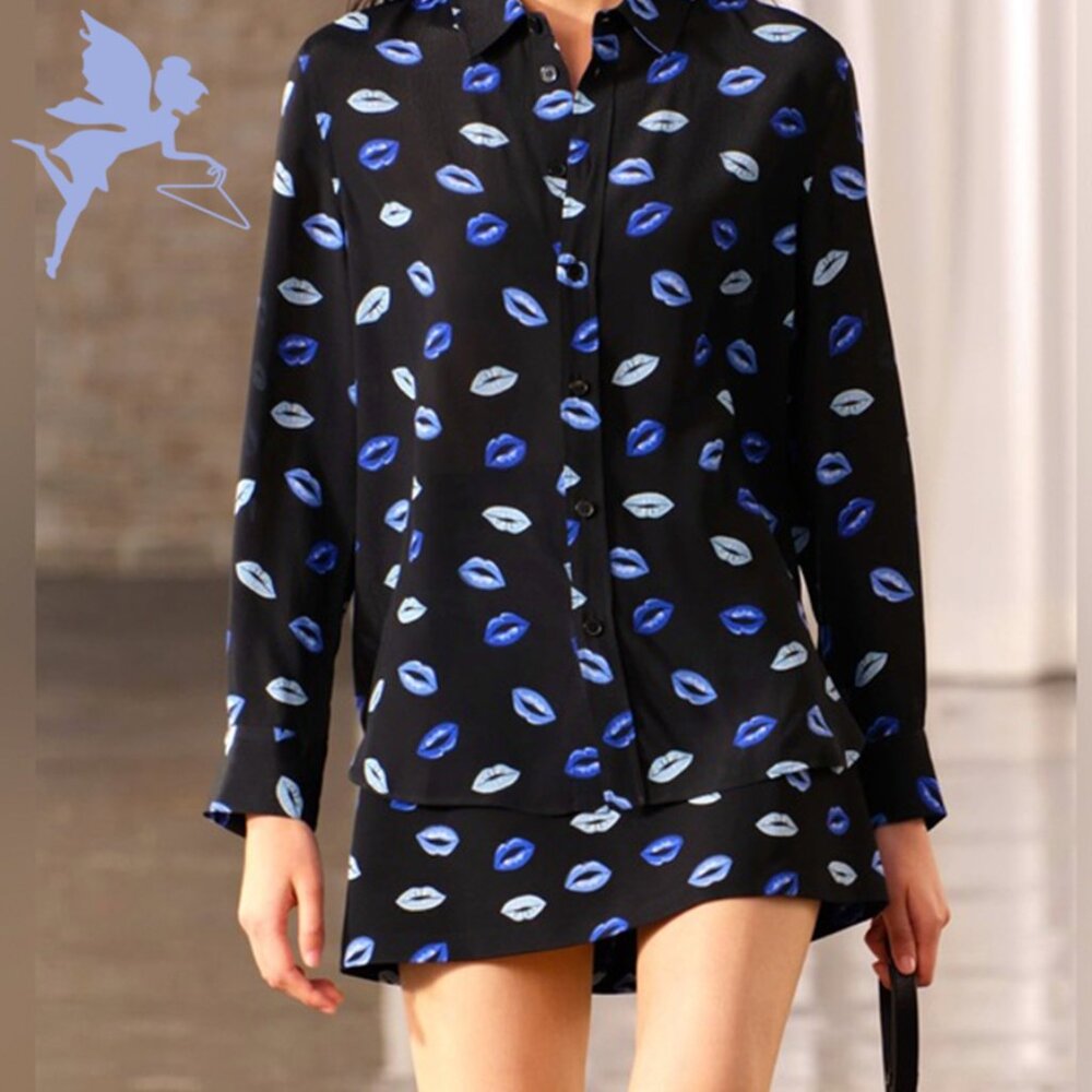 ZARA Button Down Top With Printed Lips Pattern - image 1